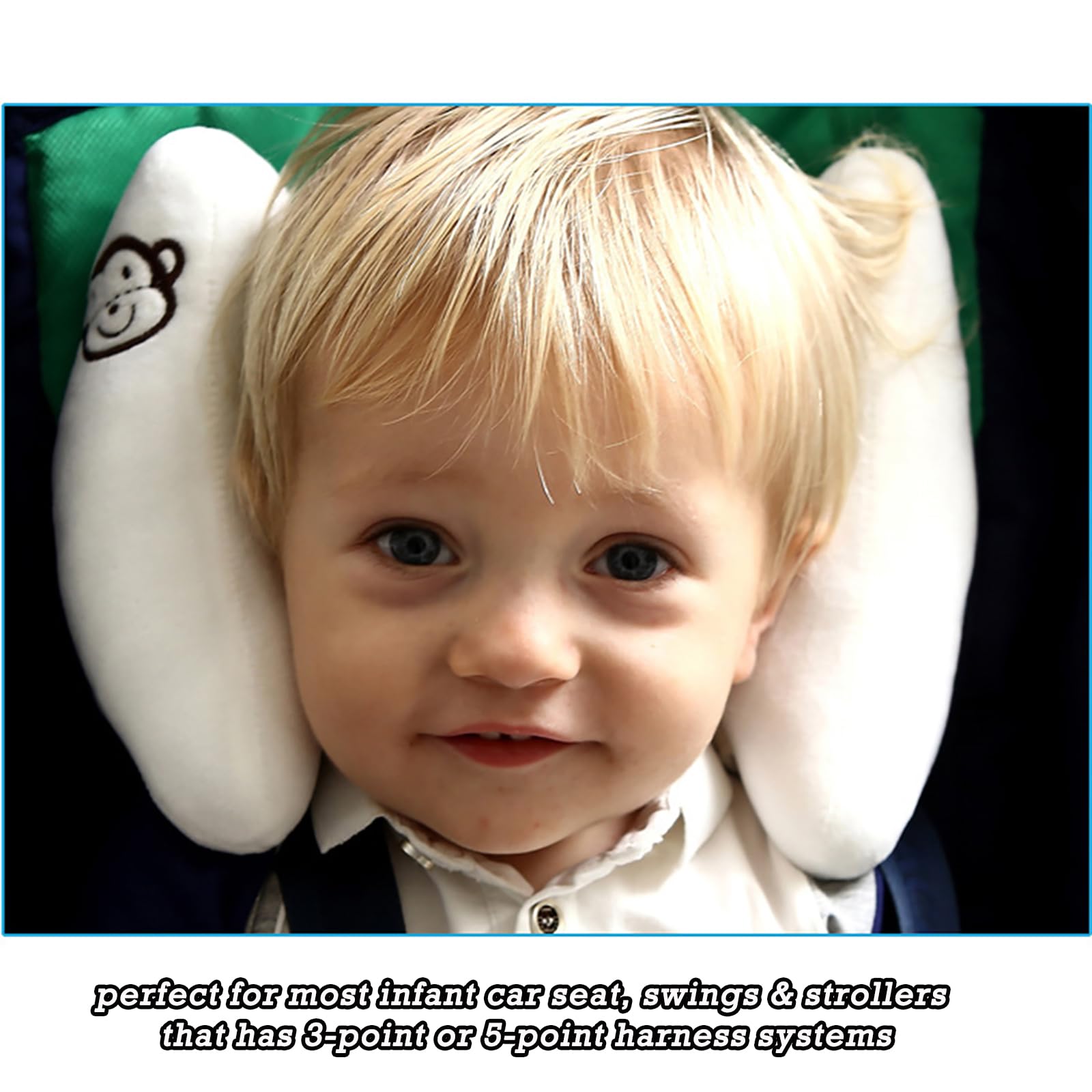 Adjustable Travel Pillow for Infant, Portable Head Support for Car Seats for Newborn, Head Support Pillow for Baby, Headrest Pillows for Cars, Rest Baby's Head Comfortably