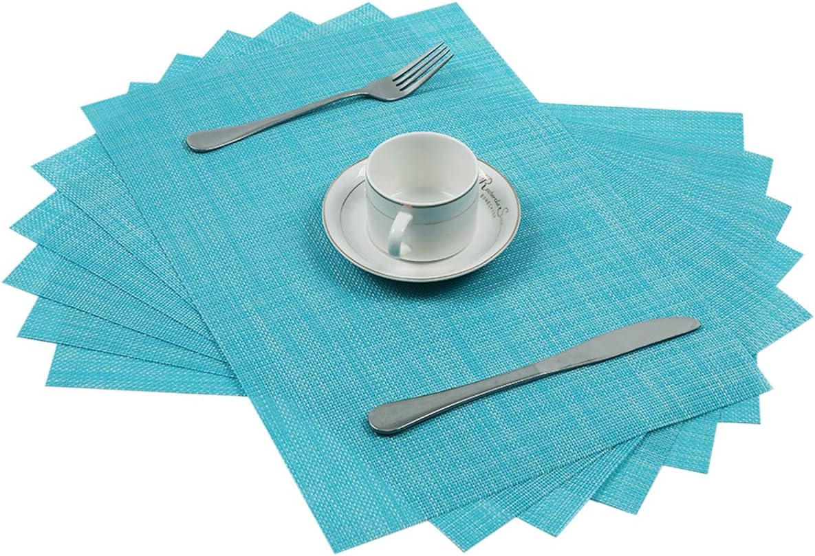 Pauwer Woven Vinyl Placemats and Coasters Set of 6 Non Slip Washable