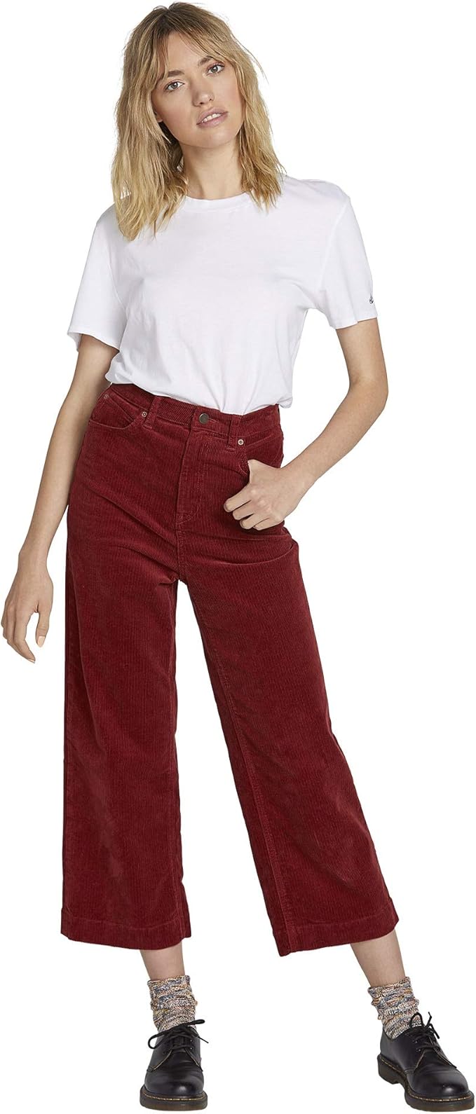 cropped wide leg cord trousers