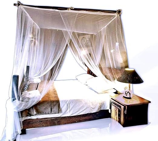 Moskitonetz Fur Baldachin De Luxe Paket Mit Mini Cool Weiss Lichterkette Batteriebetrieben King Queen Size Amazon De Garten