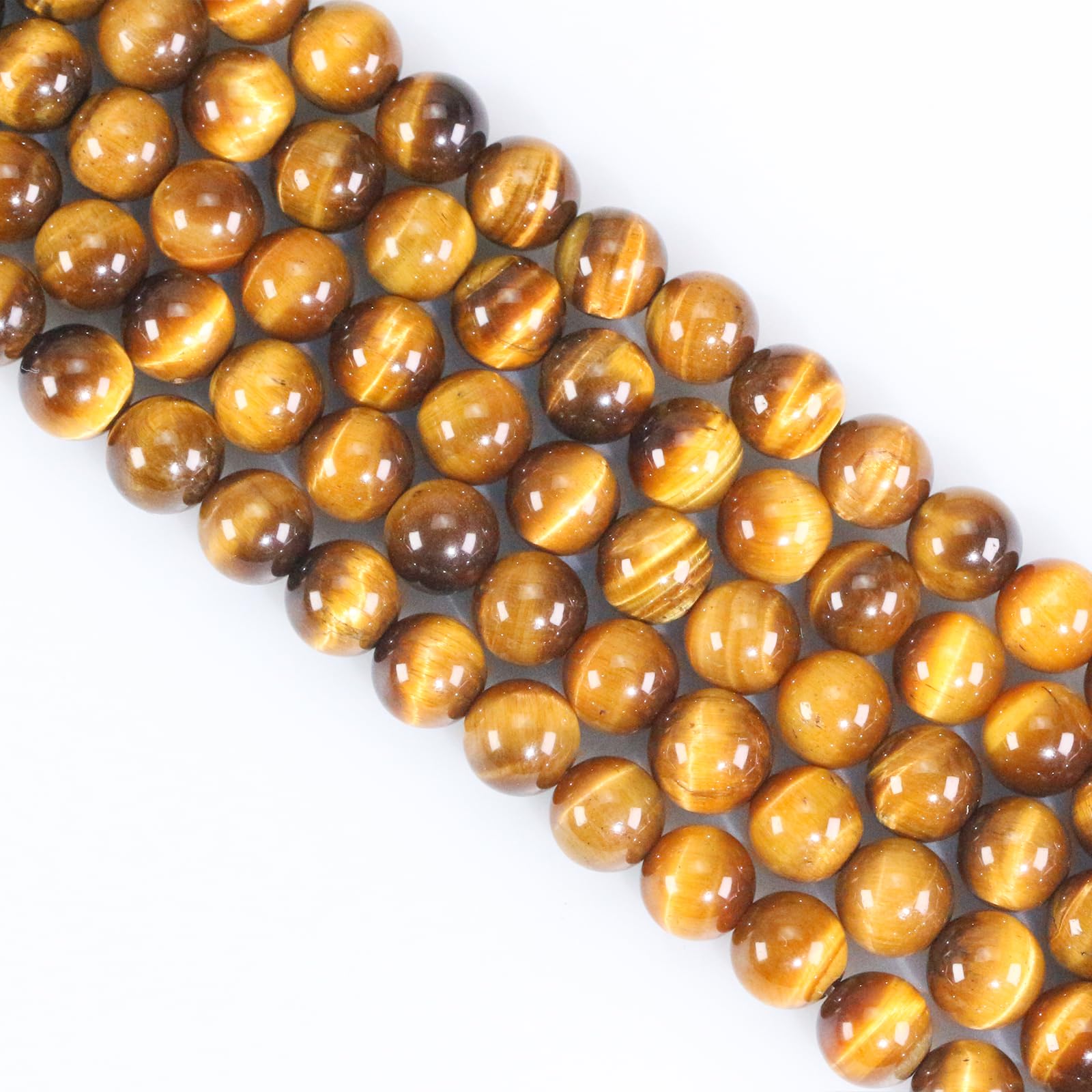 Yellow Tiger Eye Crystal Beads - 45pcs, 8mm Round, Gemstone & Stone Beads for Jewellery Making