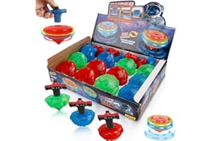 LIBERTY IMPORTS 12-Pack Light Up Spinner Tops - UFO Spinning Tops with Gyroscope, LED Flashing Toy Bulk Novelty Party Favors & Fun Stocking Stuffers, Goodie Bag Fillers for Kids
