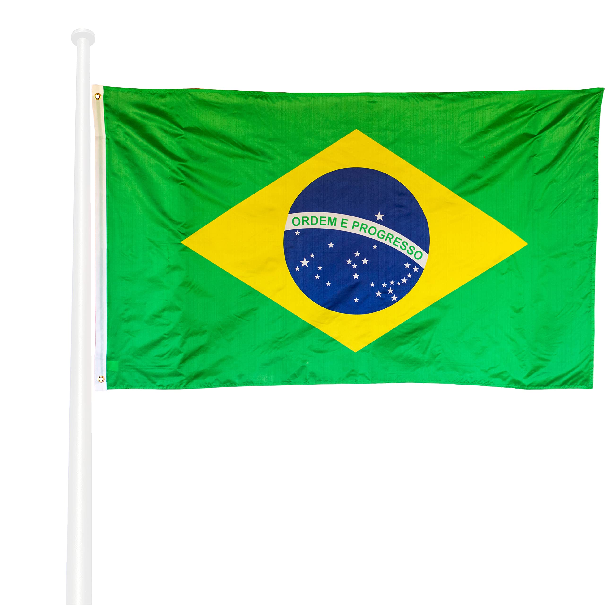 KliKil Brazilian flag 90 x 150 cm – Weatherproof outer fabric 150 x 90 cm with 2 metal eyelets. Brazil flag garden decorations