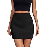 Umenlele Women's Bodycon Faux Suede High Waist Solid Mini Skirt