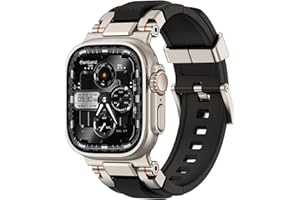 amBand Bands Compatible with Apple Watch Ultra 3/2/1 49mm, M1 Sport Series Rugged Durable Strap with Metal Connector to Match Ultra's Titanium Case for iWatch 49 mm Men Titanium/Black