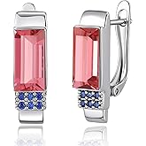 Austrian Crystal Leverback Earrings for Women Rectangle Drop Earrings 14K Gold Plated Hypoallergenic Everyday Earrings for Her