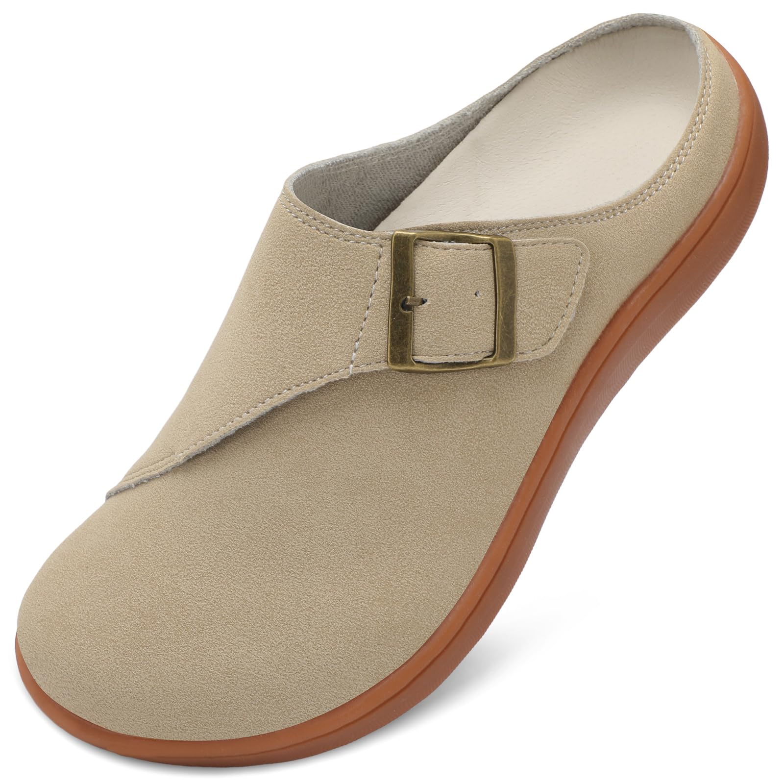 Photo 1 of LeIsfIt Womens Wide Clogs Adjustable Diabetic Mules Slip on Clog Slippers for Swollen Edema Feet Wide Width Mules Potato Shoes Taupe Size 8