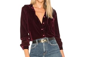 R.Vivimos Womens Winter Velvet Long Sleeve Button Down Casual Tops Shirts
