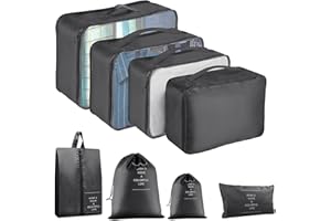 YEEYAA 8 Set Packing Cubes for Suitcases, Compression Luggage Organizer for Travel Essentials, Large Mesh Packing Cubes