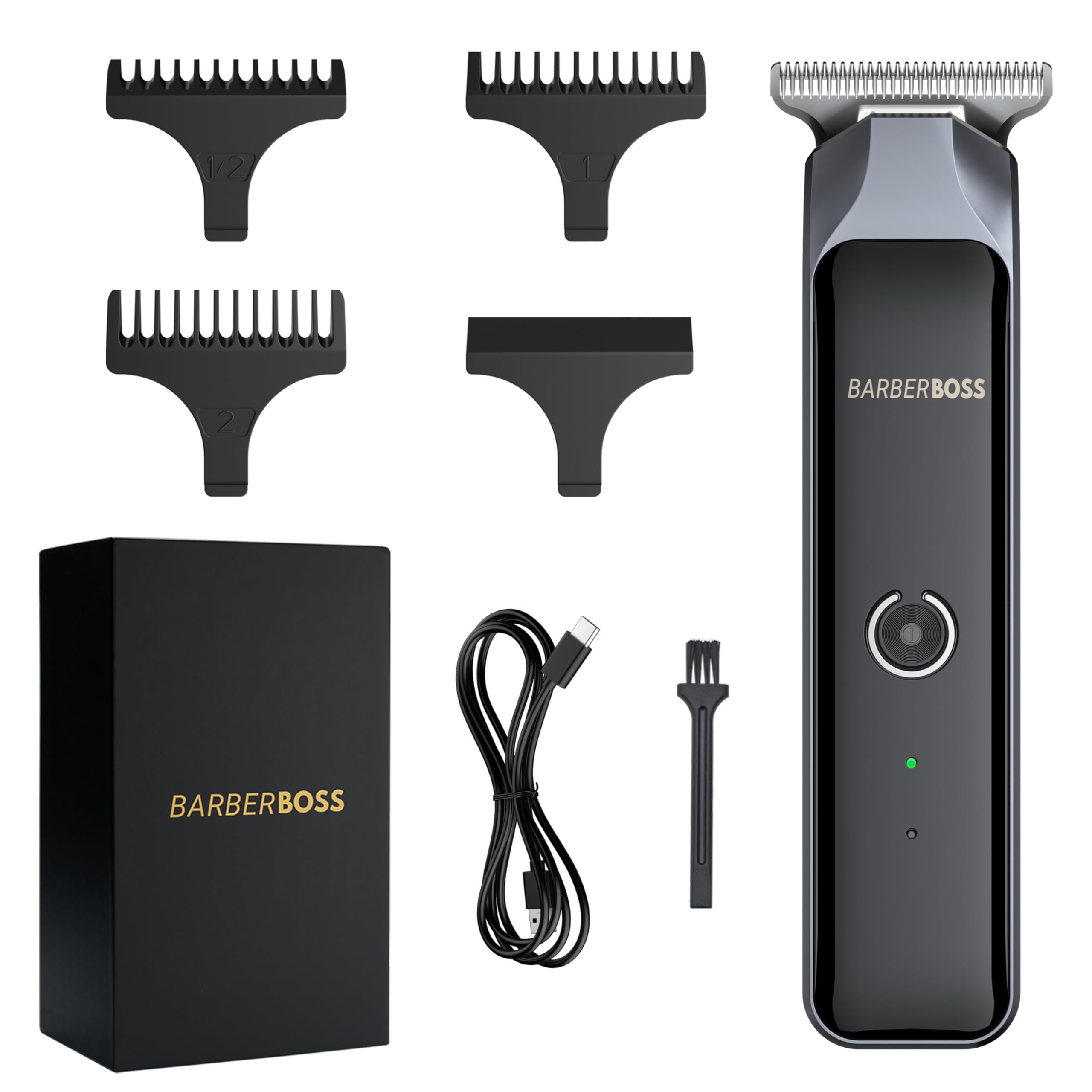 Barberboss Men’s Hair Clippers, Beard and Hair Trimmer Kit with 4 Guide Combs, Men Cordless Clippers, Complete Grooming Set Men Haircut Clippers