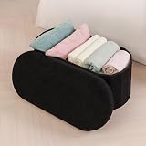 Bonlife Folding Ottoman Storage Bench Boucle Footstool Oval 76x38x38cm Black view 3