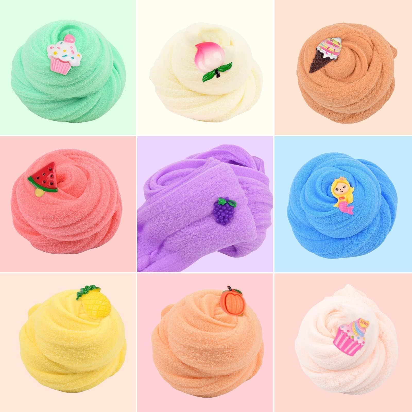 9 Pack Christmas Cloud Slime kit, Scented Slime Party Favor Gifts, Bulk Slime Putty Toy for Girls and Boys for Sensory and Tactile Stimulation, Prize, Goodie Packs Stuffers for Kids, Soft Non-Sticky