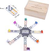 Engelhart Mexican Train Dominoes D12 Set 91 Colorful Dominoes Wooden Box 2-8 view 6
