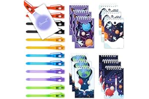 HeroFiber 12 Invisible Ink Pen with UV Light and 12 Space Notebook Set. Party Favors for Kids 8-12, Escape Room Party Favors, Goodie Bag Stuffers for Kids, Spy Party favors