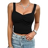 DJT Womens Sexy Backless Sleeveless Ruched Tank Tops Going Out Crop Tops Summer Y2K Girls Basic Cute Camis Clothes