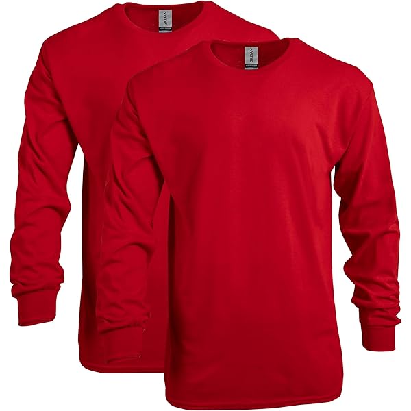 Amazon.com: Cotton Long-Sleeve T-Shirt (G240B) Red, L (Pack of 12