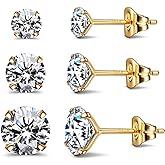 925 Sterling Silver Earrings, Cubic Zirconia Stud Earrings, Diamond Stud Earrings for Women