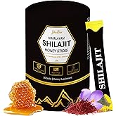 Himalayan Shilajit Honey Sticks,Black Thai Honey,with Organic Honeys & Saffron, 75%+ Fulvic Acid, 85%+ Trace Minerals for Enhance Energy & Strength & Immune,30 Sticks,Easy to Consume