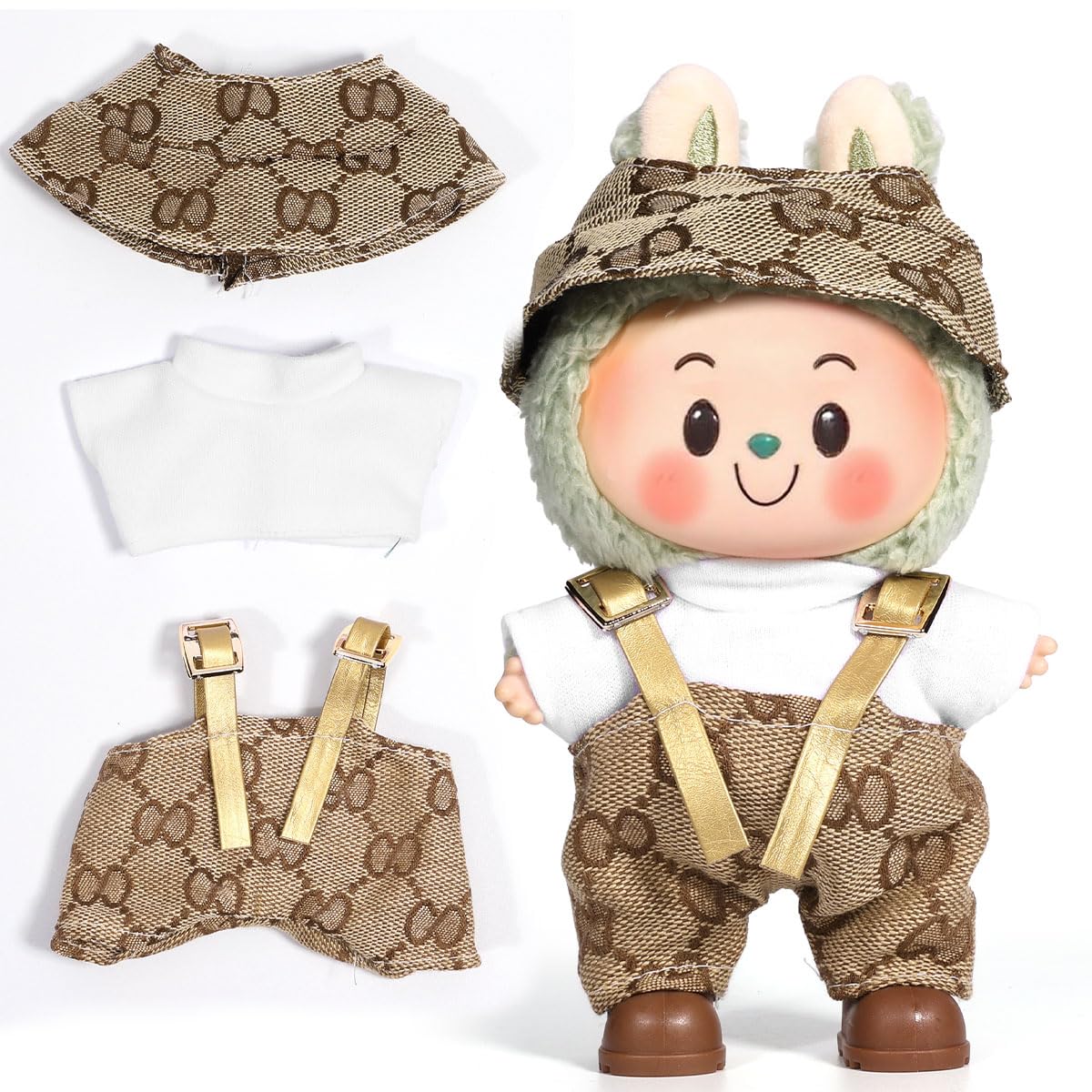 Photo 1 of **PANTS ONLY** AICase for 17cm Doll Clothes/Outfit,Clothes Set for 17cm Doll,2 Piece Set Hat Clothing,Boys and Girls Stylish Adorable Dolls Clothes Accessories_Brown