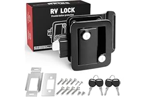 MKING RV Entry Door Lock, Camper Lock, Travel Trailer Door Latch, Zinc Alloy Lock Replacement Kit with Paddle Deadbolt 4 Keys, for Camper Horse Trailer Cargo Hauler, Black