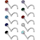 Lsnevsie 18G 20G 22G Astm F136 Titanium Nose Rings Studs Piercing Jewelry for Women Men Cubic Zirconia Nose Rings Nostril Piercing Jewelry Diamond Clear CZ 1.5mm 2mm 2.5mm 3mm 10PCS