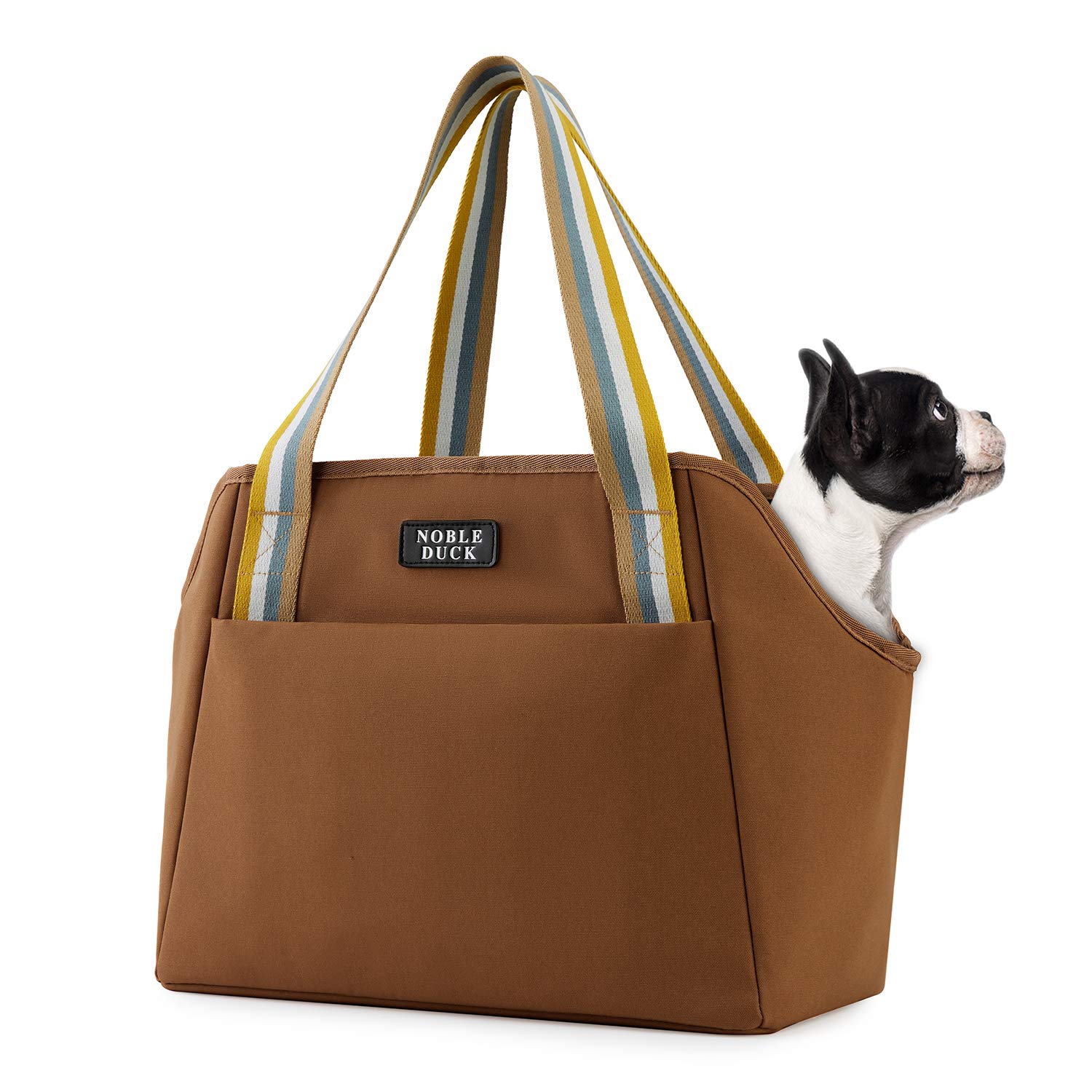 NOBLE DUCK Small Dog Carrier Purse with Pockets, Portable Soft-Sided Dog Carrier for Subway/Shopping/Hiking/Traveling (Khaki)