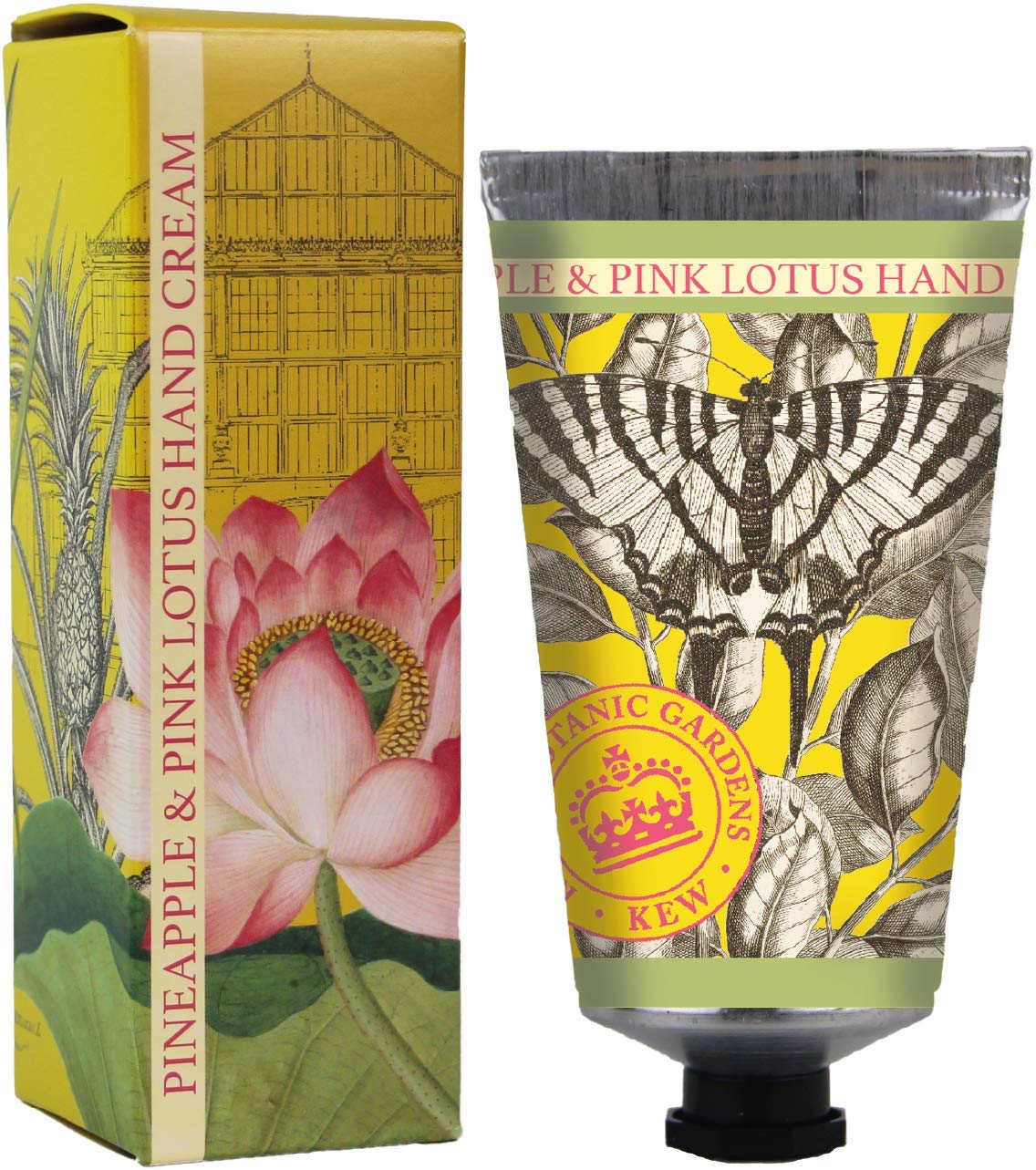 The English Soap Company Kew Gardens Pineapple & Pink Lotus Hand Cream - Moisturising Hand Cream with Aloe Vera, Shea Butter & Beeswax - Fruity Floral Scent, Cruelty-Free, Made in England -75ml