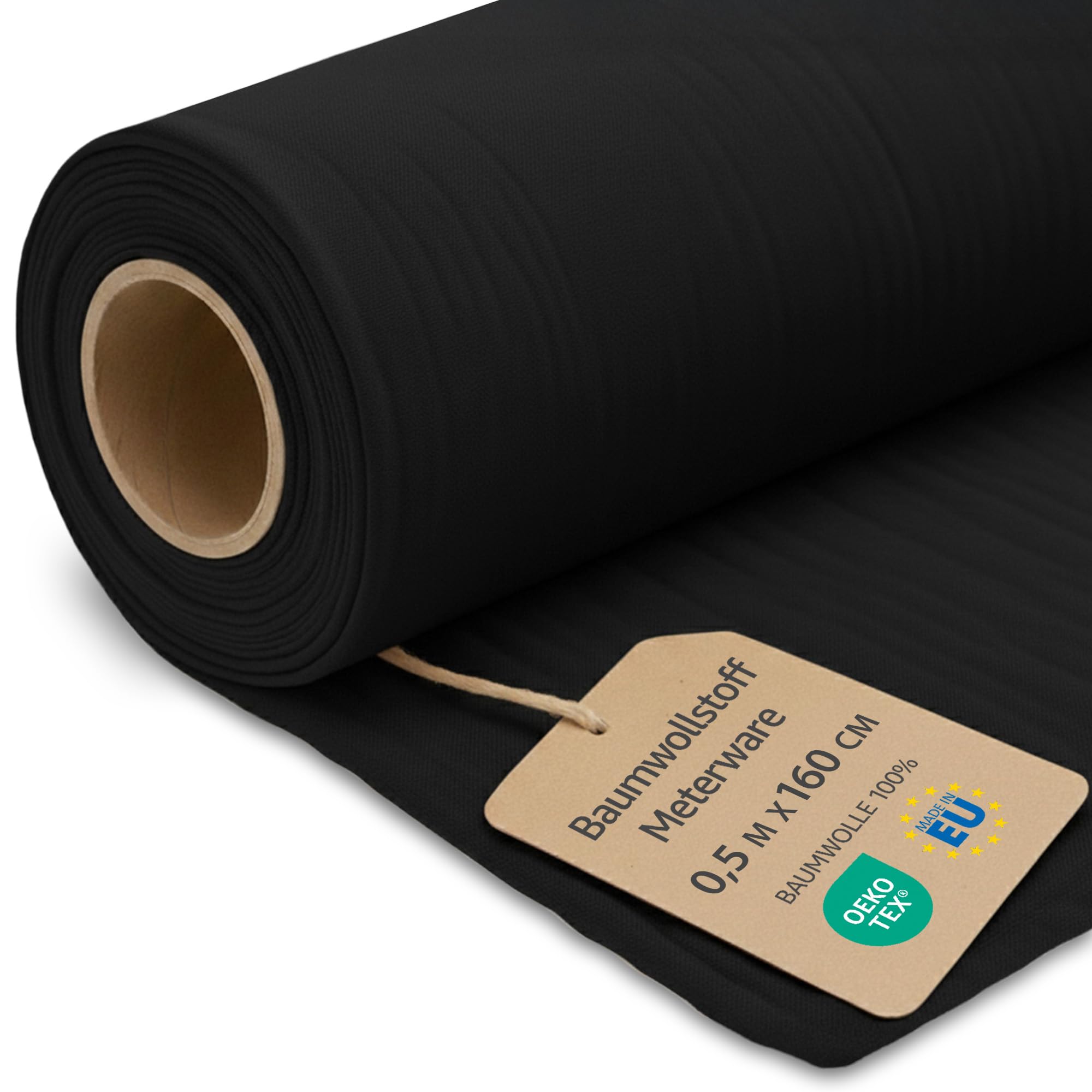 Fabric by the Meter Cotton 0.5 M x 160 cm - Fabrics for Sewing Decoration and DIY Projects Ideal for Clothing Home Textiles and craftwork Oeko-Tex 2. Black — image 1