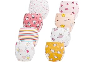JACKLOVEBRIEFS Potty Training Pants for Girls, Toddler Learning Designs Training Underwear Pants(8 Packs, White, 4-6T, L)