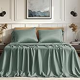 EVERGRACE Tencel Sheet Set King Size 4 Pieces,Soft Cooling Bed Sheets for Hot Sleepers, Eucalyptus Lyocell Luxury Breathable Bedding Set, 1 Fitted Sheet, 1 Flat Sheet, 2 Shams, Misty Sage Green