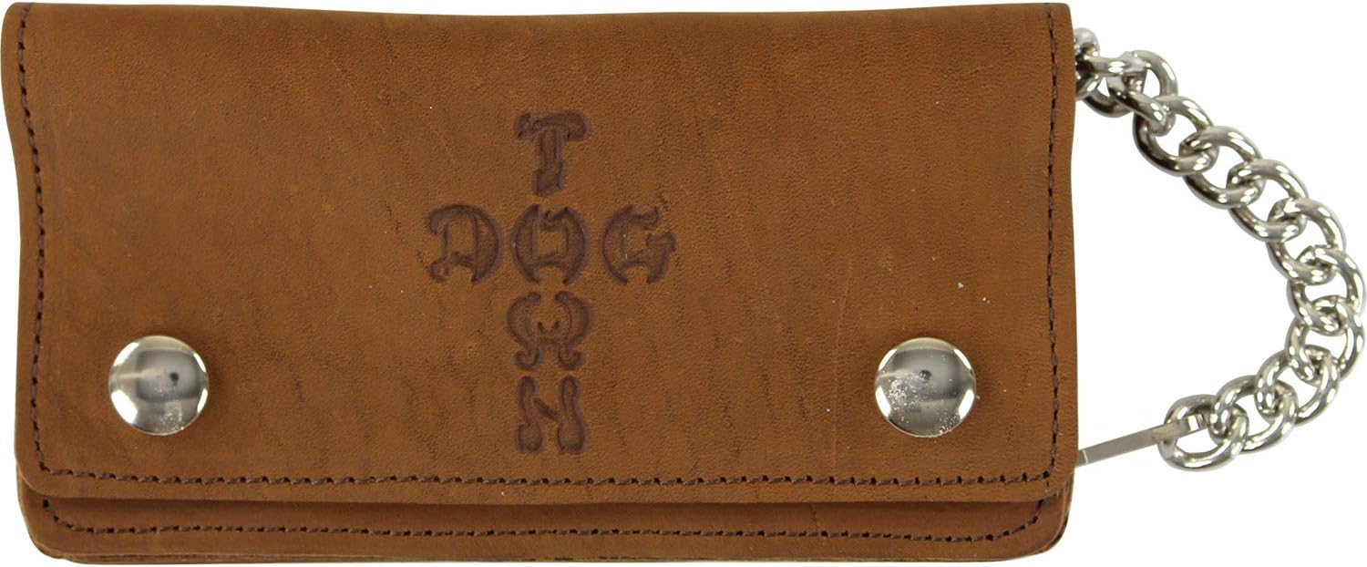Dogtown Skateboards Cross Brown Leather Chain Wallet