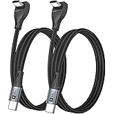 90 Degree USB C Cable Fast Charging [2P 3.3FT/1M] 60W Right Angle USB C Charger Cable, USB C Data Transfer USB C Cord for i-P