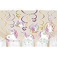 amscan 671929 Magical Unicorn Value Pack Foil Swirl Decorations, Multi, Multi Sizes (10119858)