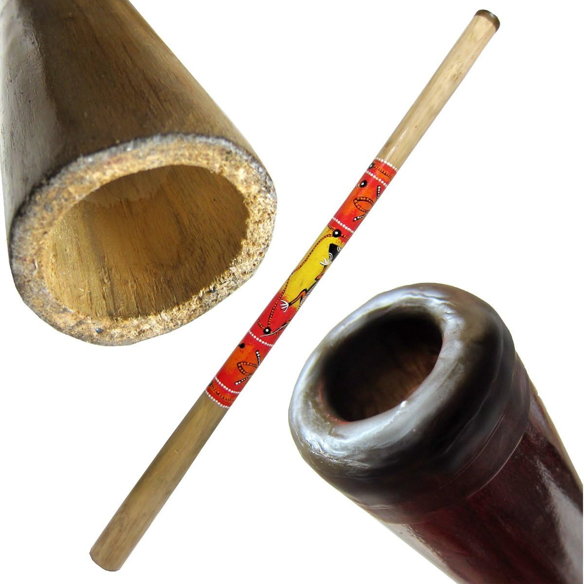 Solid Wood Didgeridoo, Beeswax Mouthpiece 52" Long Hand Painted