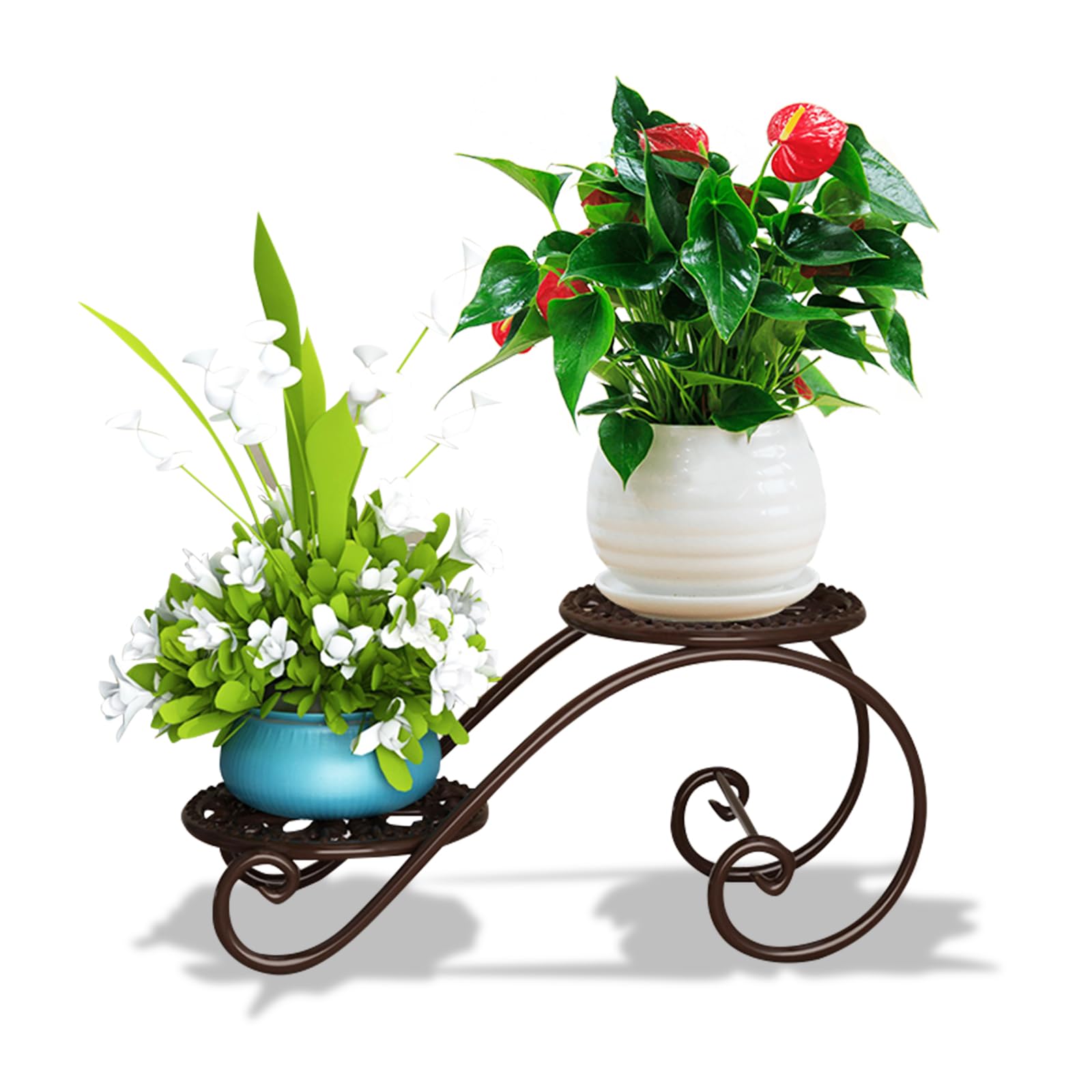 Photo 1 of DDPow 2 Tier Golden Plant Stand for Indoors, Beautiful Appearance And Cute Shape. Brown 1 Pcs