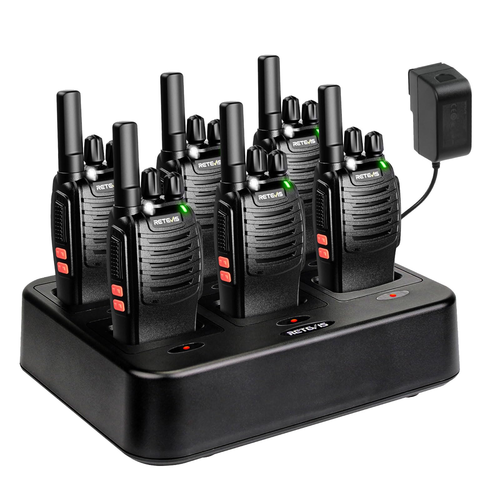 Photo 1 of Case of 6,Retevis H-777 Walkie Talkies for Adults Long Range, Rechargeable Two-Way Radios,with 6-Way Multi Unit Charger,Flashlight Handheld Business 2 Way Radios