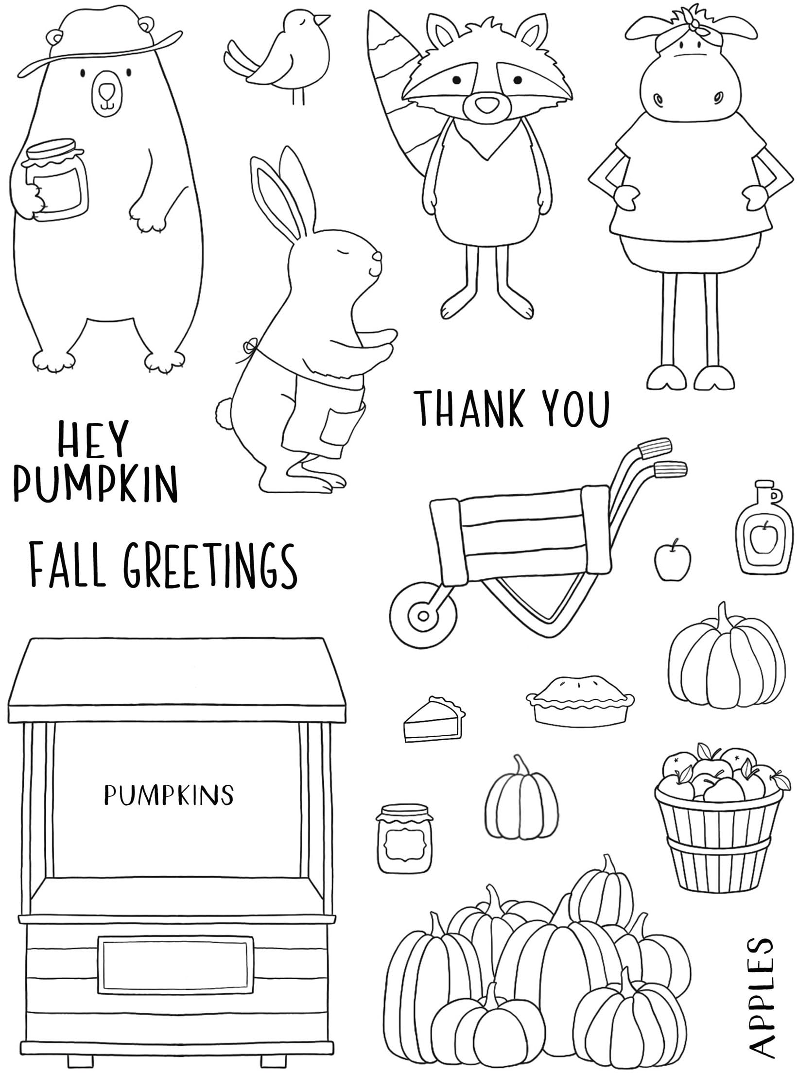 Creative Expressions Jane's Doodles Clear Stamp Set-Apple Pumpkin Spice, 6 x 8 inches
