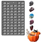 Halloween Mini Skull Candy Molds 70 Cavity Skull Silicone Molds Food Grade Halloween Silicone Molds for Gummy, Cookies, Candy, Fudge, Chocolate, Jelly and Pet Dog Treat Mold