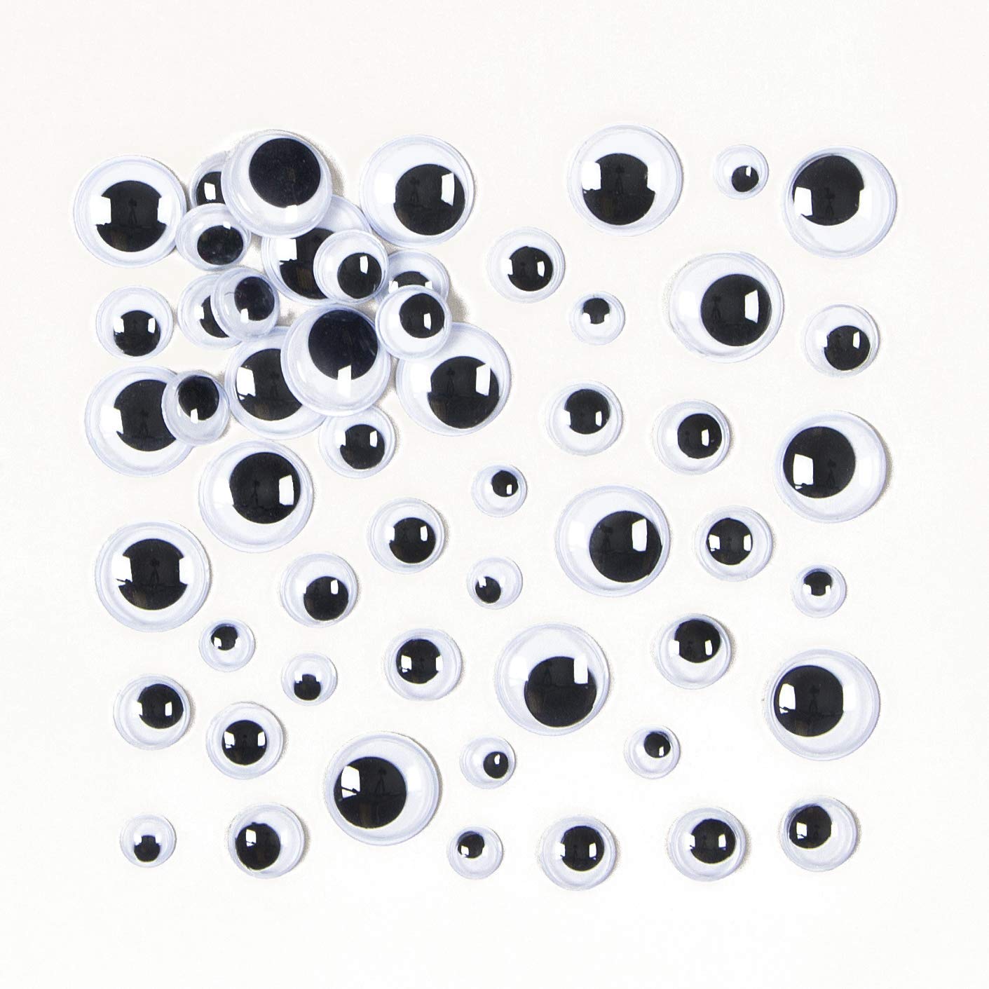 Baker Ross E210 Wiggle Eyes, Black & White, Self Adhesive, Stick On Eyes, Eyes For Crafting, Eye Stickers, Easy Peel, Assorted Size