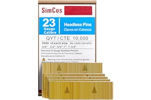 SimCos 23 Gauge Pinner Nails Headless Pin Nails for 23 GA Pneumatic or Electric Pinner or pin Gun,Project Pack (5/8"+3/4"+5/6"+1"+1-3/8" -10000 pcs)