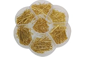 Chenkou Craft 700pcs Assorted of 7 Sizes Gold Mix Eye Pins for Jewelry Making (Gold, Mix)