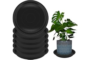 TNTIWQ 6 Pack 10 Inch Round Plant Saucers for Less 8 Inch Pot Indoors Outdoors Plant Trays for Pots Planter Saucer Plastic Drip Tray Planter Water Tray(Black, 10"(6pcs))