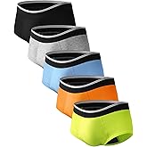 TIICHOO Boys Incontinence Underwear Washable Cotton Leak Proof Underwear for Kids Briefs 5 Pack(Large, Blue/Green/Black/Gray/Orange)