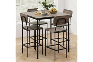 KOTEK 5-Piece Counter Height Dining Table Set, Industrial Kitchen Table and Chairs for 4, Space-Saving Dinette Set with Bar S