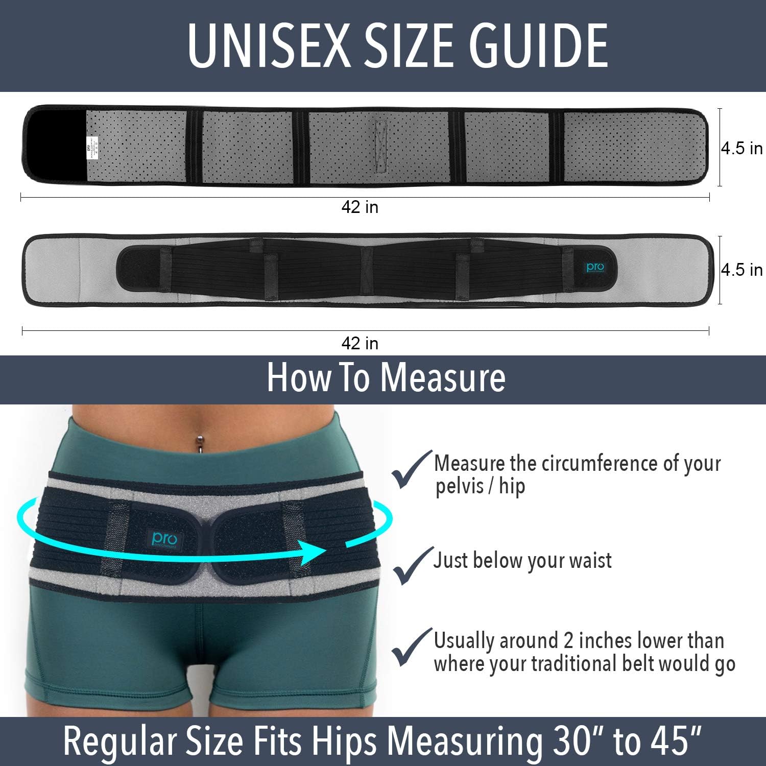 Sacroiliac Hip Belt for Women & Men That Alleviate Sciatica, Lower Back & Lumbar Pain Relief. Diamond Back Brace Provides SI Joint Pelvic Support Nerve Compression & Stability Anti-Slip (Regular Size): Health & Personal Care