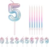 HONGCI Pink Blue 5 Candle Birthday Candles Set 1 Number 6 Long Stick Candles view 1