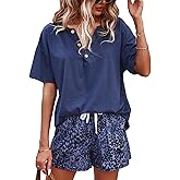 ADDHEAT Women's Short Sleeve Sweatsuits: 2 Piece Casual Outfit Sets with Pockets