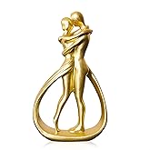 NYSCURE Nordic Valentine's Day 5.2 Inch Resin Golden Love Statue Romantic Elegant Couple Sculpture Home Decor Shelf Figurine