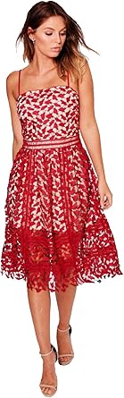 corded lace detail midi skater dress