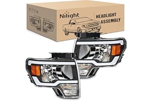 Nilight Headlights Assembly for Ford F150 F-150 2009 2010 2011 2012 2013 2014,Led DRL Headlamp,Black Housing